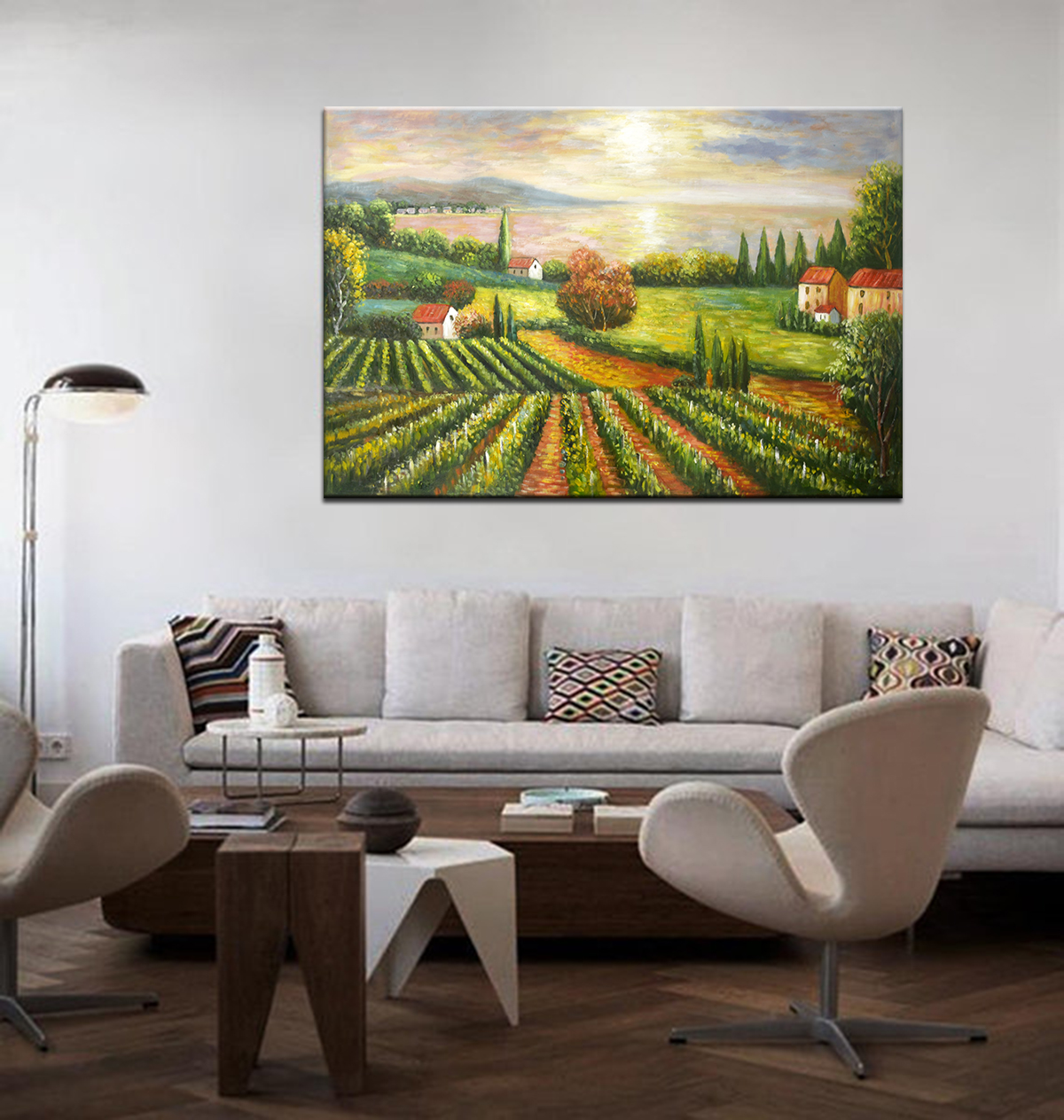 Hand-painting Vineyard Grapes Oil Painting Large Living Room - Click Image to Close